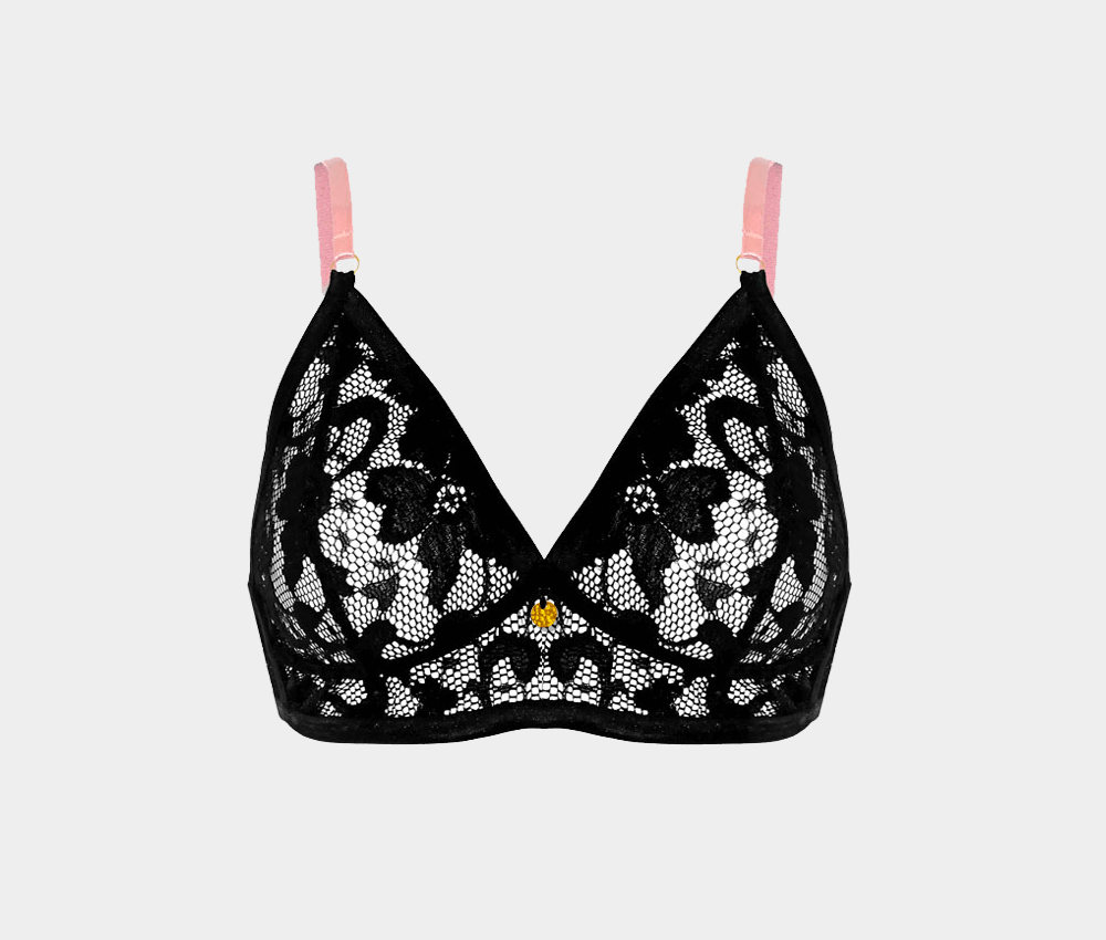 Black Lace Sheer Wireless Bralette