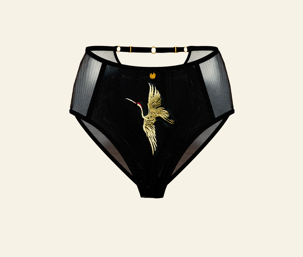 black gold designer full briefs high waisted knickers