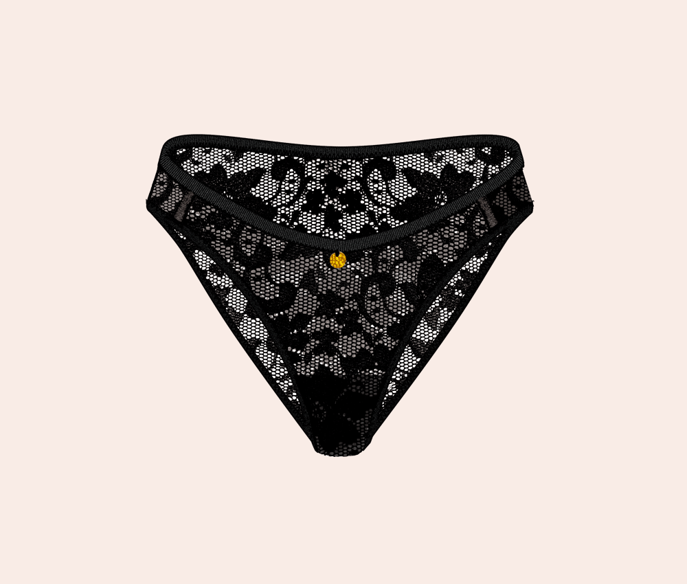 Semi-Sheer Black Lace Knickers