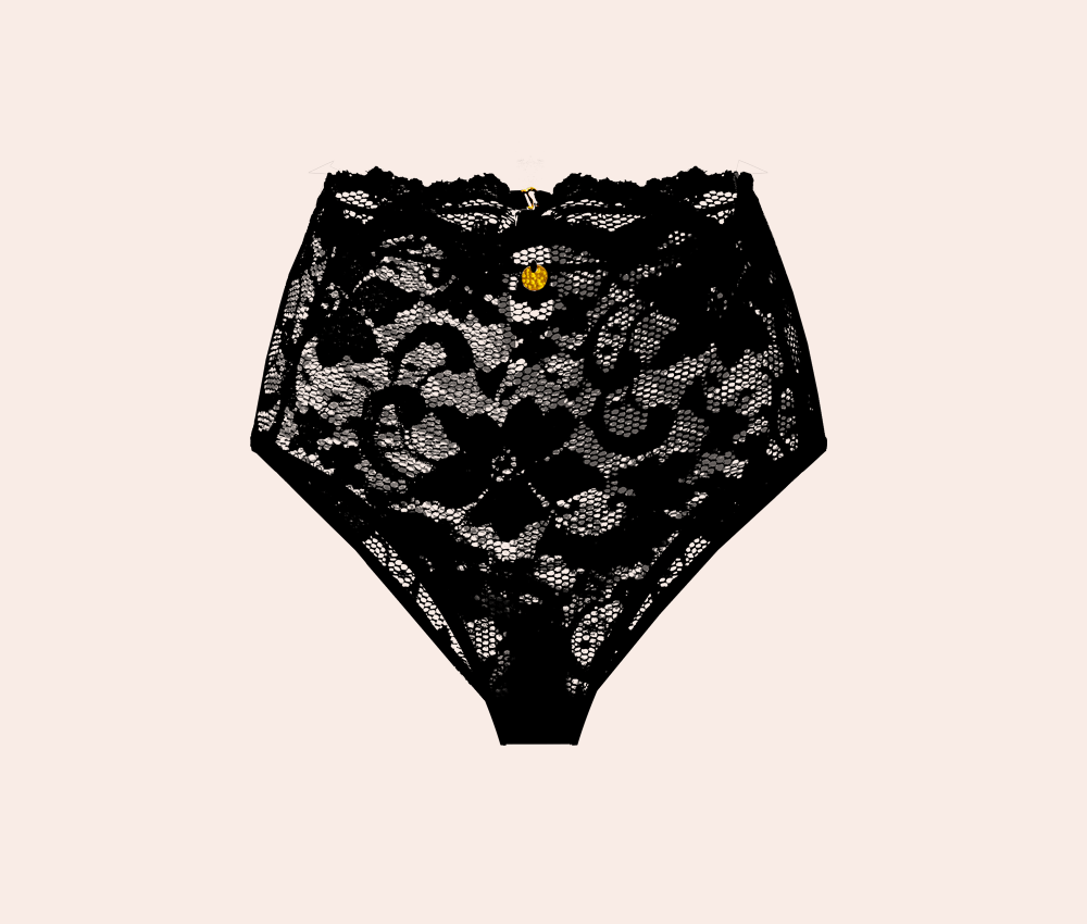 Black Lace High Waisted Panties