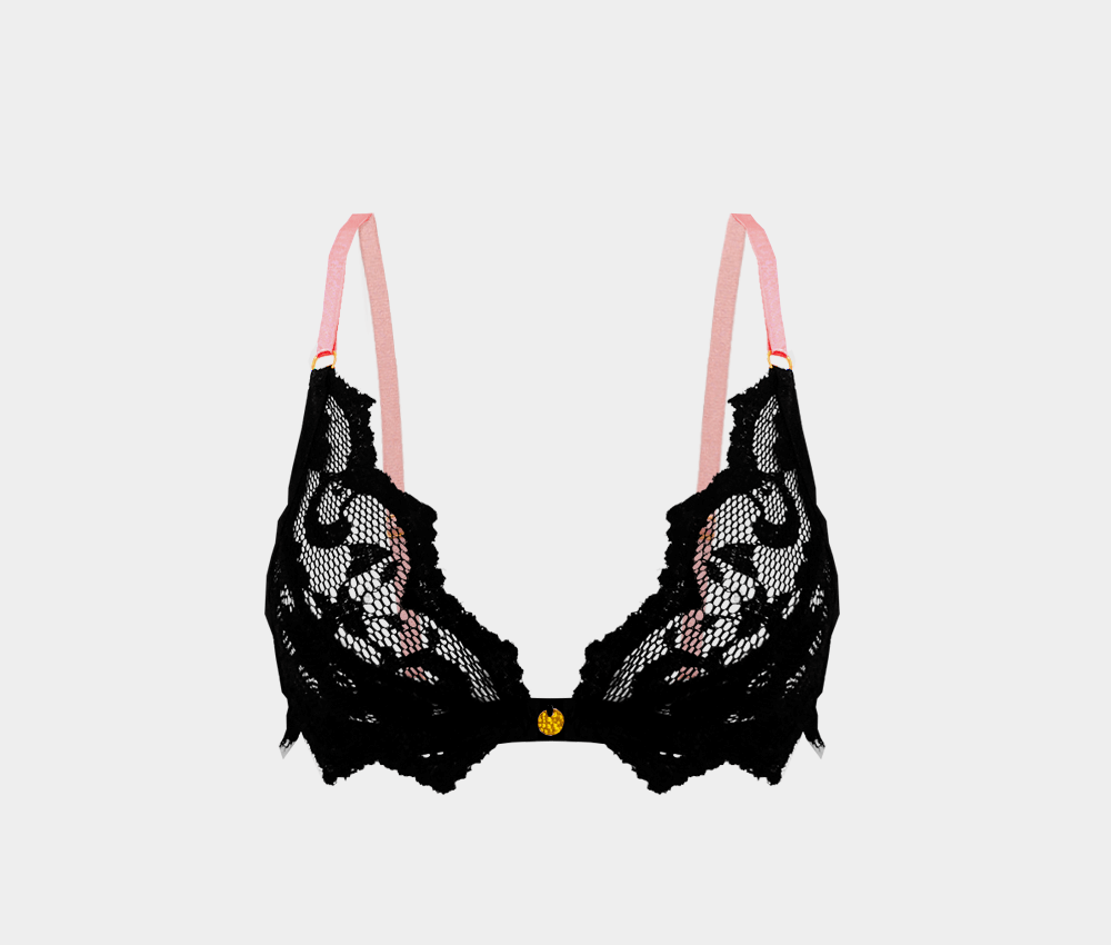 Black Lace Sheer Triangle Bralette