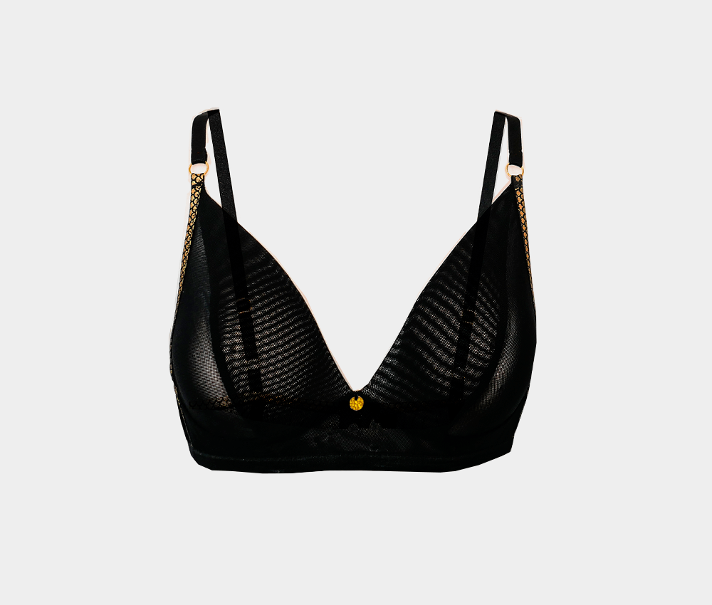 Front Straps Lined Triangle Lace Bra Black – Ocoza