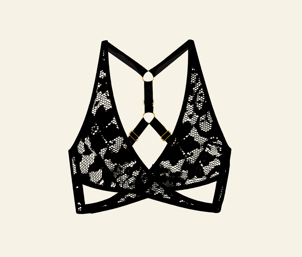 Black Lace Cross Front Bralette