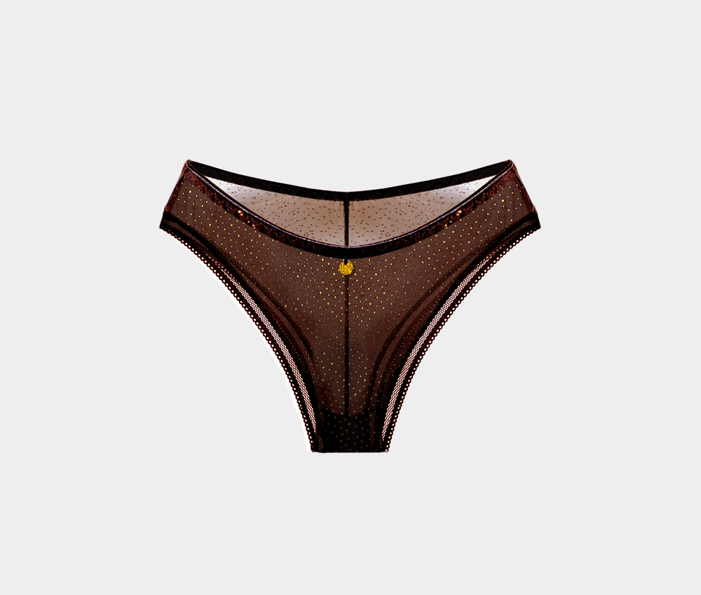 brown mesh dark nude sheer Brazilian knickers