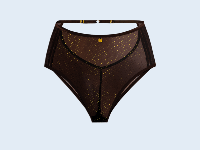 brown mesh full briefs sheer high-waisted knickers