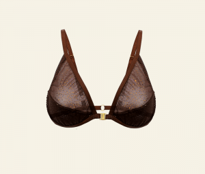 brown mesh sheer sexy triangle bralette