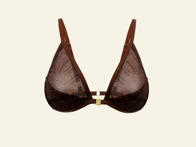 brown mesh sheer sexy triangle bralette