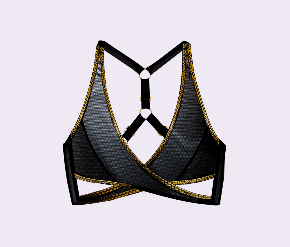 Black Mesh Crossover Bralette