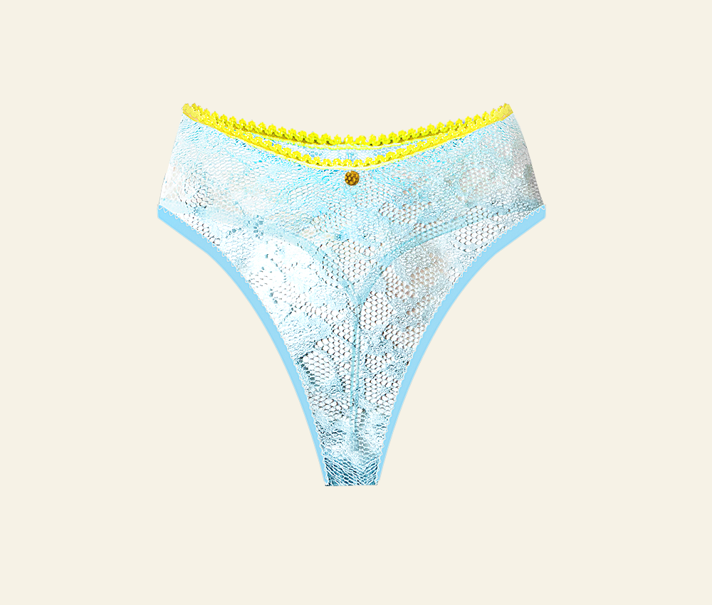 Pale Blue Lace High Waist Briefs