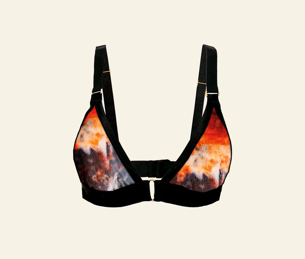 Openwork foliage triangle bralette