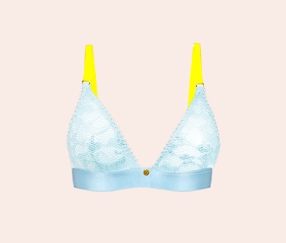 Pastel Blue Triangle Lace Bralette