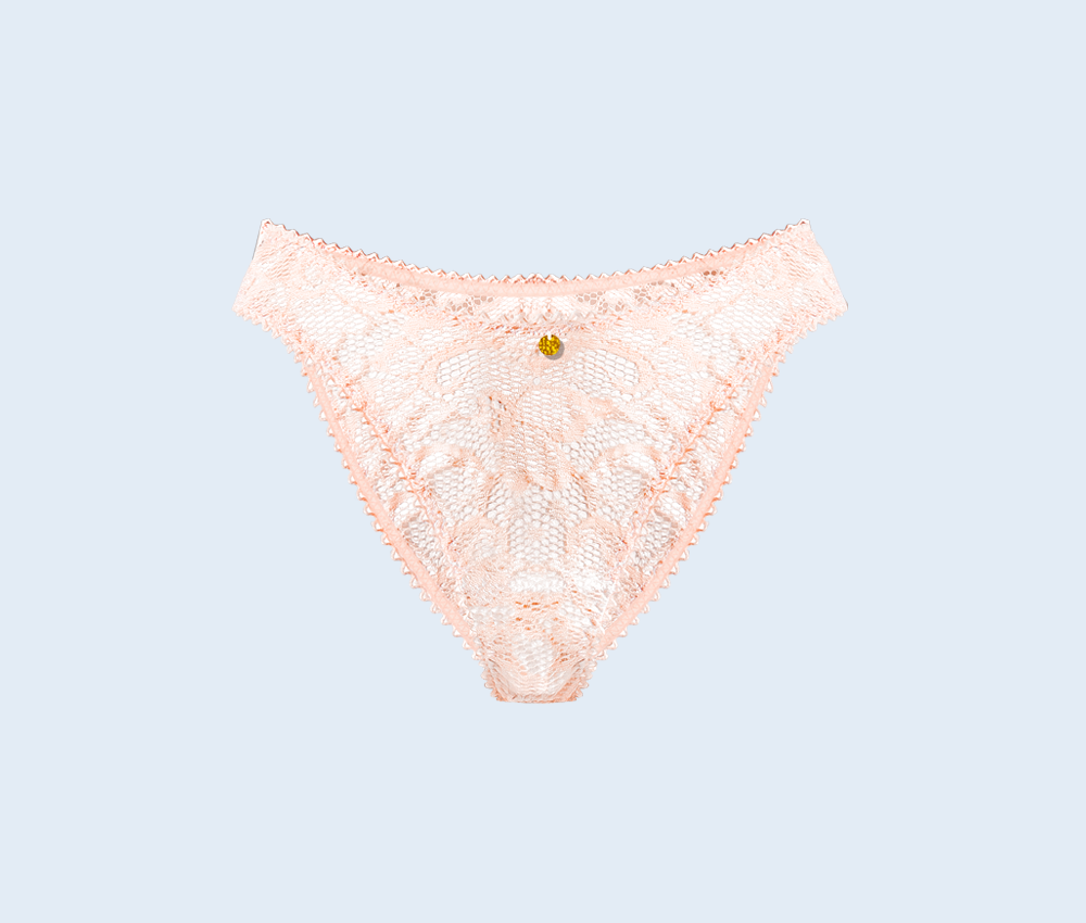 peach pink soft lace womens knickers