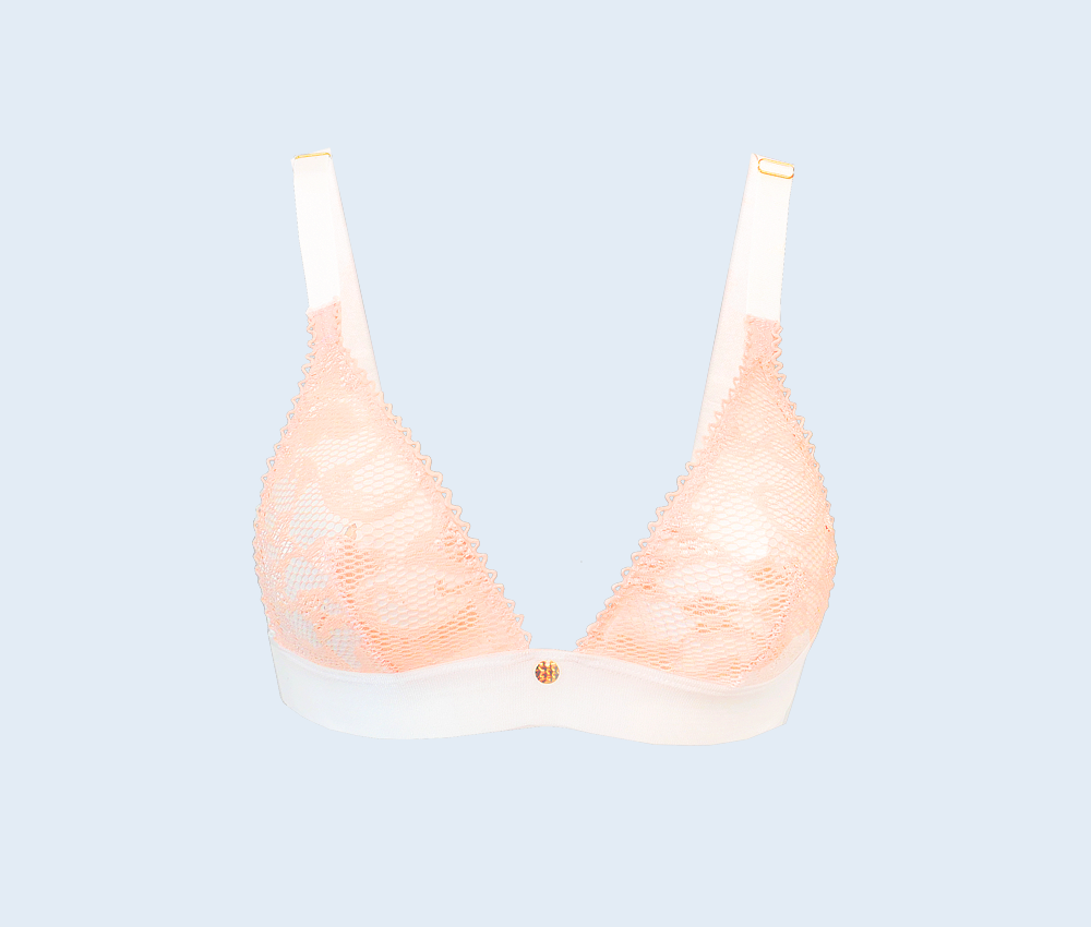 Peach Soft Lace Triangle Bralette